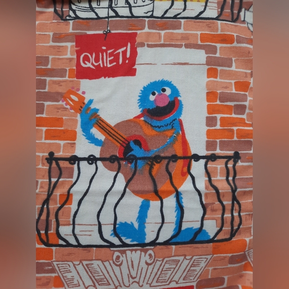 Vintage 70s Sesame Street Apartment Building Twin Flat Sheet 66" x 94" - Picture 11 of 12